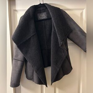 Prana Black Townie Coat (Faux Sherpa/Suede)